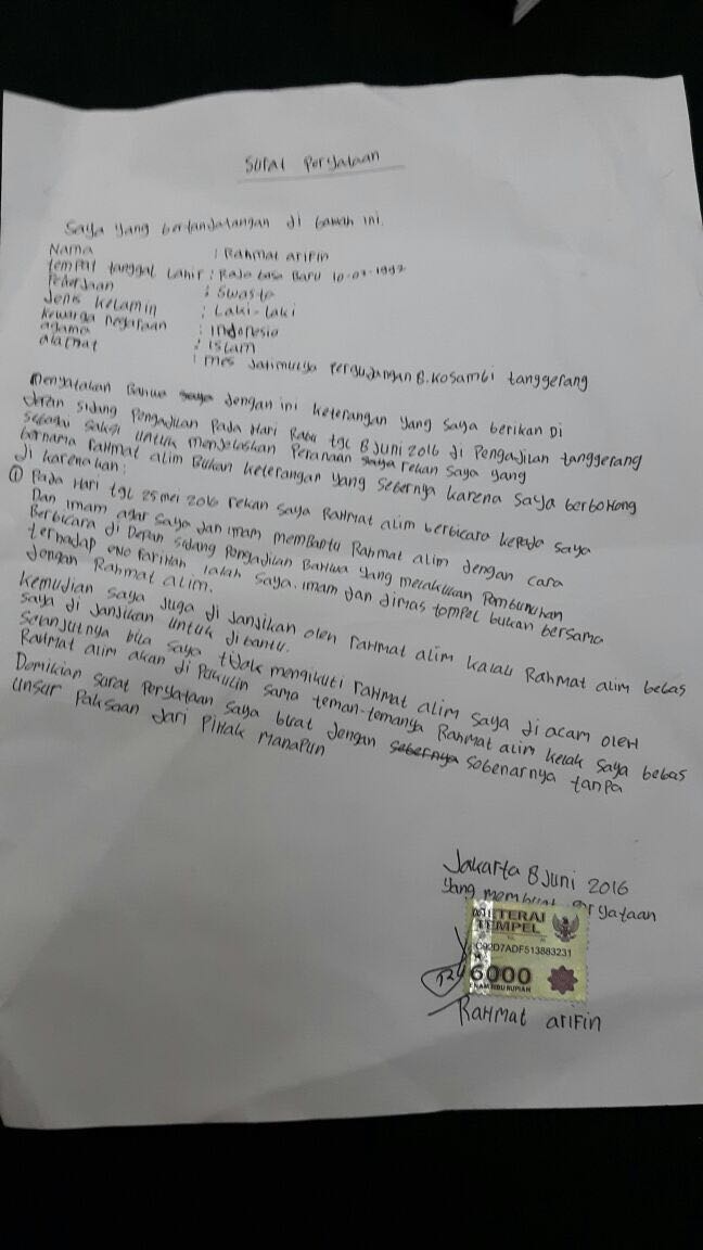 isi surat pernyataan