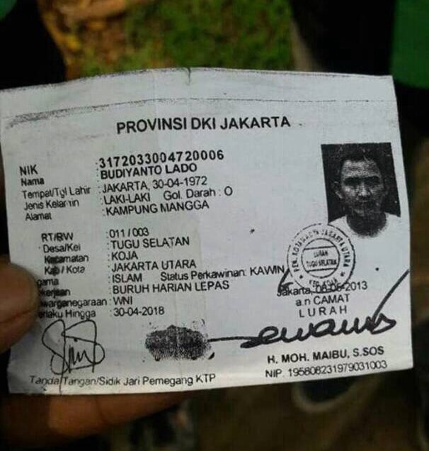 Identitas KTP korban Driver Go-Jek yang tewas.