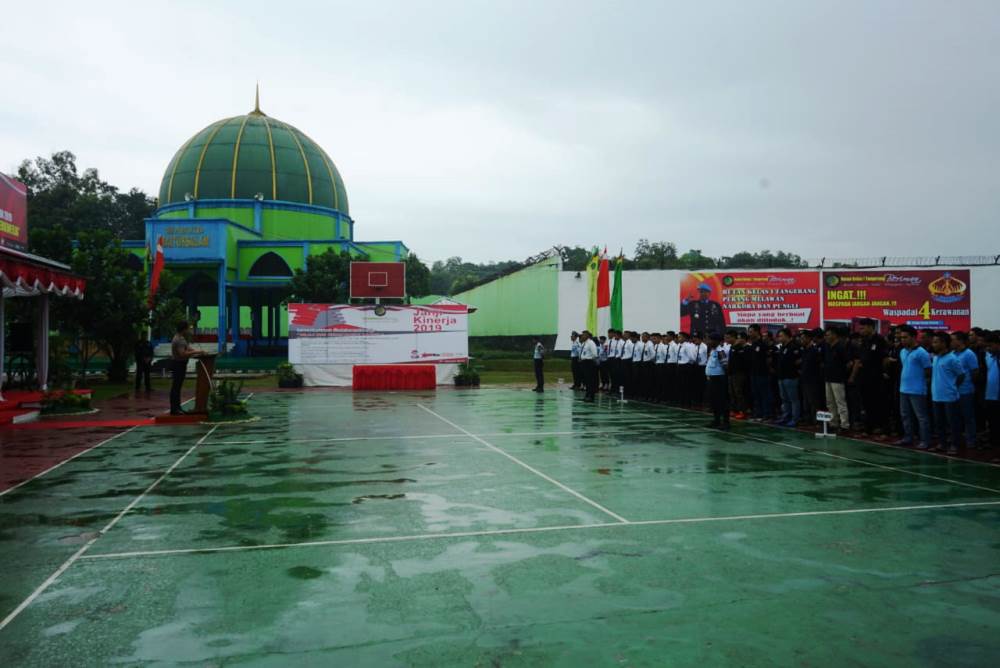 Apel bersama tiga institusi penegak hukum di Rutan Kelas 1 Tangerang, Kecamatan Jambe, Kabupaten Tangerang tersebut Senin (21/1/2019).