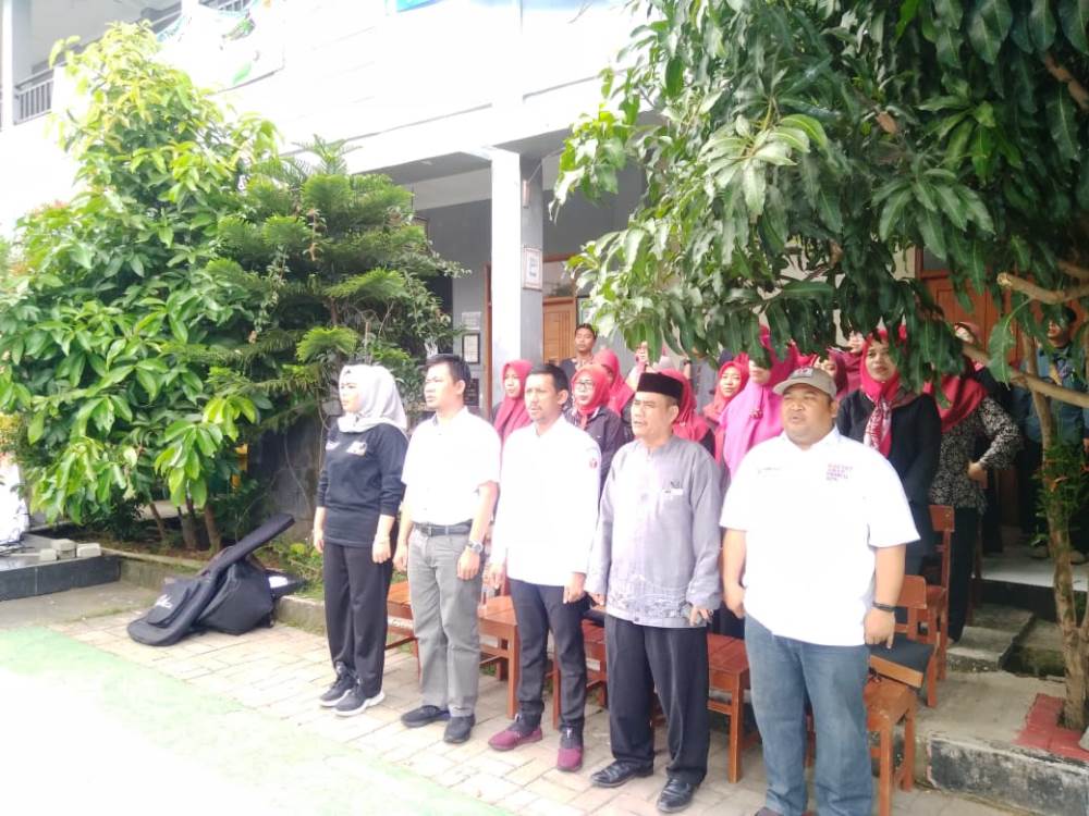 Bawaslu Kota Tangerang Selatan menggelar sosialisasi terkait pemilu 2019 di SMAN 12 Tangsel, Jalan Cilenggang I, Serpong, Kota Tangsel, Jum'at (1/3/2019).