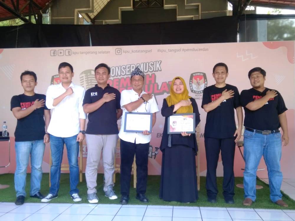Kegiatan sosialisasi Pemilu 2019 di Taman Jajan BSD, Jalan Palm Anggur, Rawabuntu, Serpong, Tangsel, Sabtu (9/3/2019).