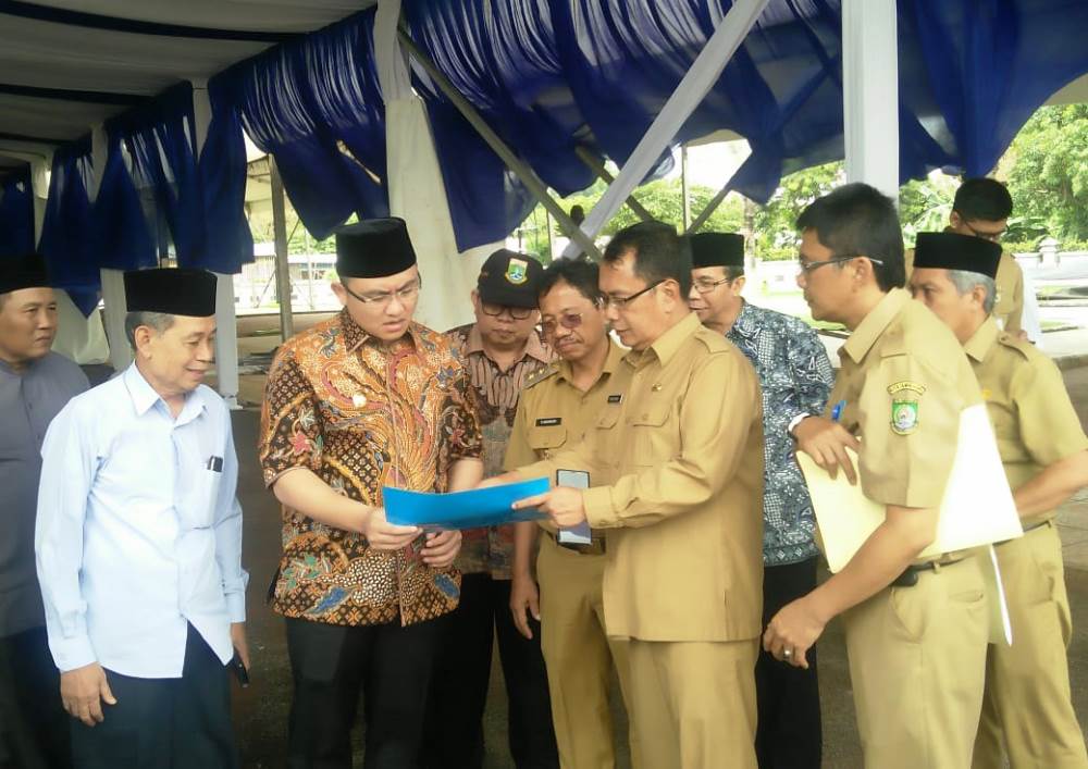 Wakil Gubernur Banten Andika Hazrumy beserta rombongan meninjau persiapan venue MTQ di Kota Tangerang.