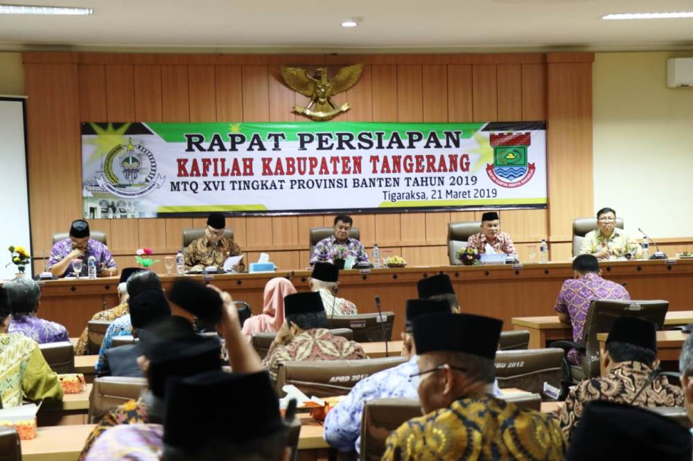 Rapat Koordinasi (Rakor) persiapan Kafilah Kabupaten Tangerang dalam mengikuti event Musabaqah Tilawatil Quran (MTQ) ke-16 Provinsi Banten di Ruang Bola Sundul Tigaraksa, Kamis (21/3/2019)