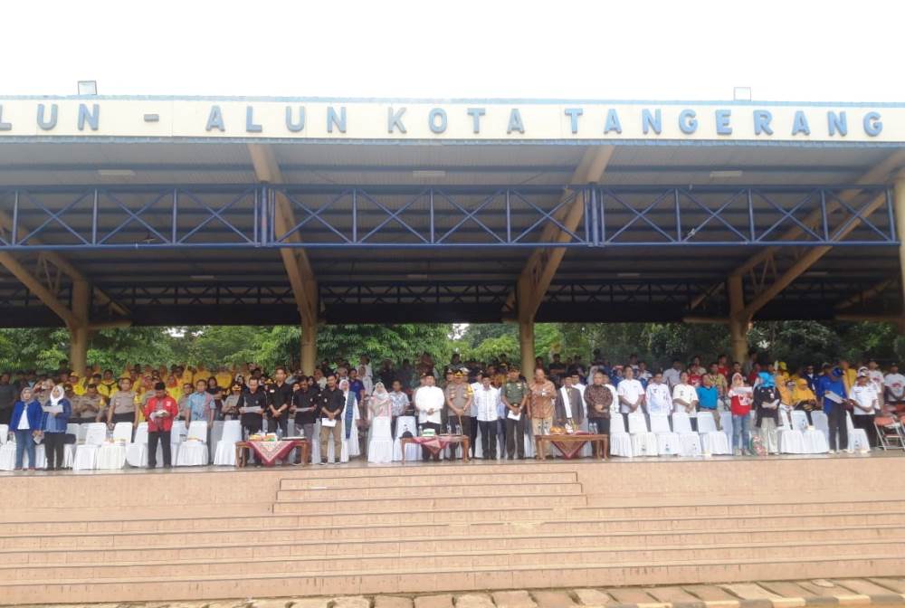 Kegiatan Deklarasi Kampanye Pemilu Damai tahun 2019 di Lapangan Ahmad Yani, Alun-alun, Kota Tangerang, Jumat (22/3/2019).
