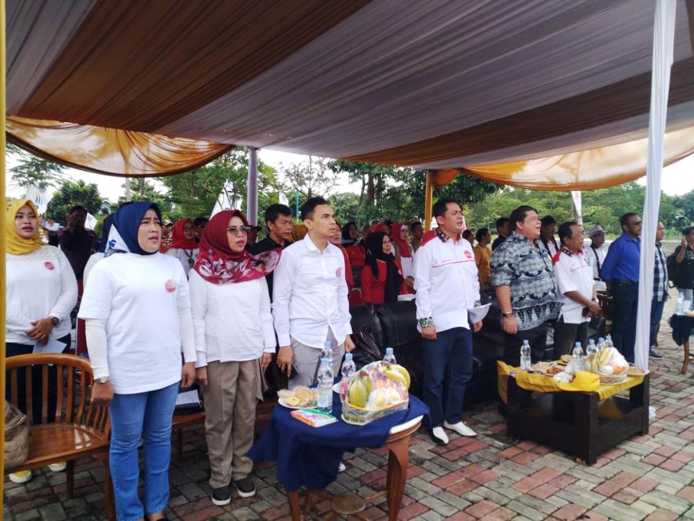 Sekretaris Jendral PAPPRI, Johnny William Maukar saat menghadiri acara peringatan Hari Musik Nasional di Tandon Ciater, Jalan Widya Kencana, Serpong, Tangerang Selatan, Sabtu (23/3/19).