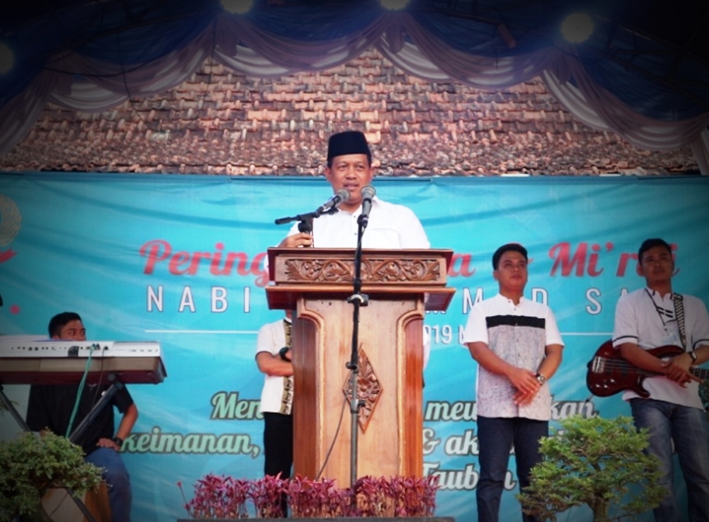 Kepala Lapas Pemuda Tangerang Jumadi saat memberikan sambutan dalam kegiatan memperingati Isra Mi’raj Nabi Muhammad SAW 1440 H / 2019 M, Jumat (5/4/2019).