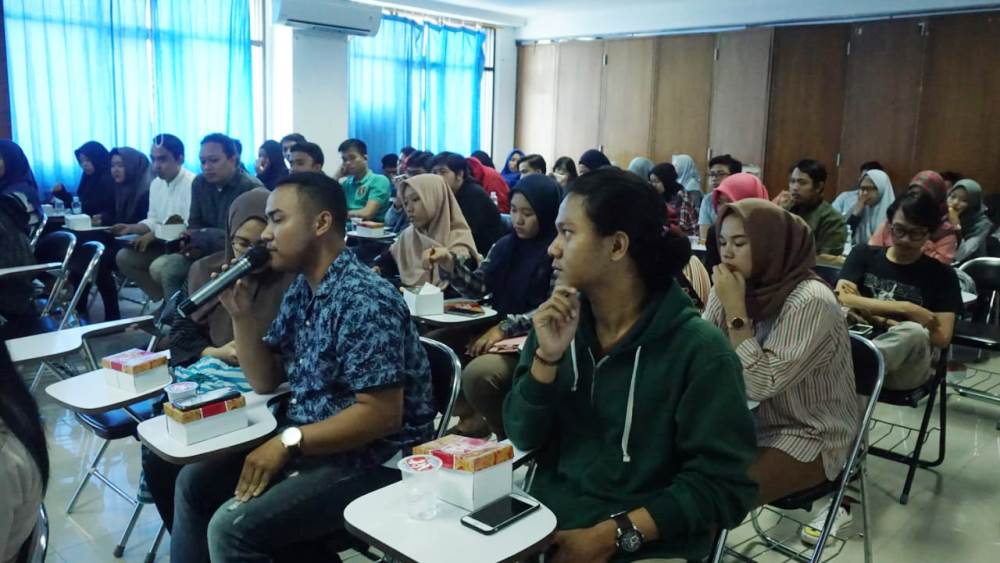 Kegiatan Diskusi Publik bertema Profesionalisme Pers Di Era Digital yang digelar TangerangNews di aula kampus pusat Universitas Muhammadiyah Tangerang (UMT), Cikokol, Kota Tangerang, Selasa (30/4/2019).