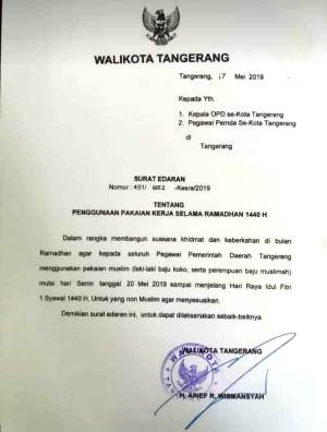 Surat Edaran Pemkot Tangerang.