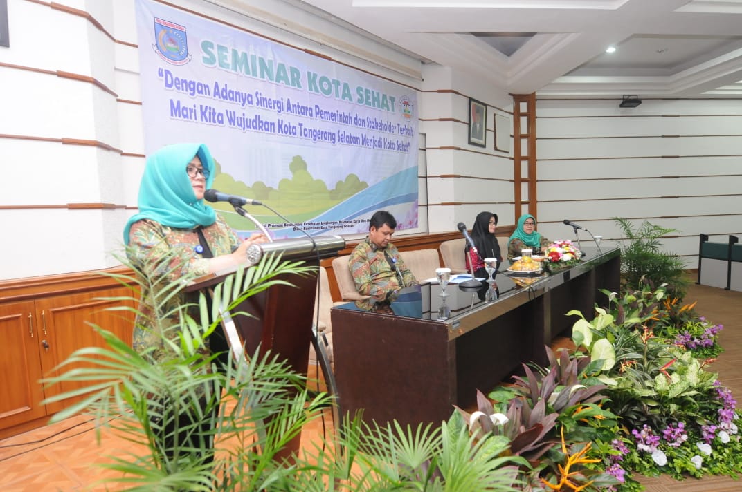 Dinas Kesehatan Kota Tangsel menggelar Kegiatan Seminar Kota Sehat yang diselenggarakan di Gedung Widya Bhakti, Puspiptek, Serpong, Tangsel, Kamis (20/6/2019).