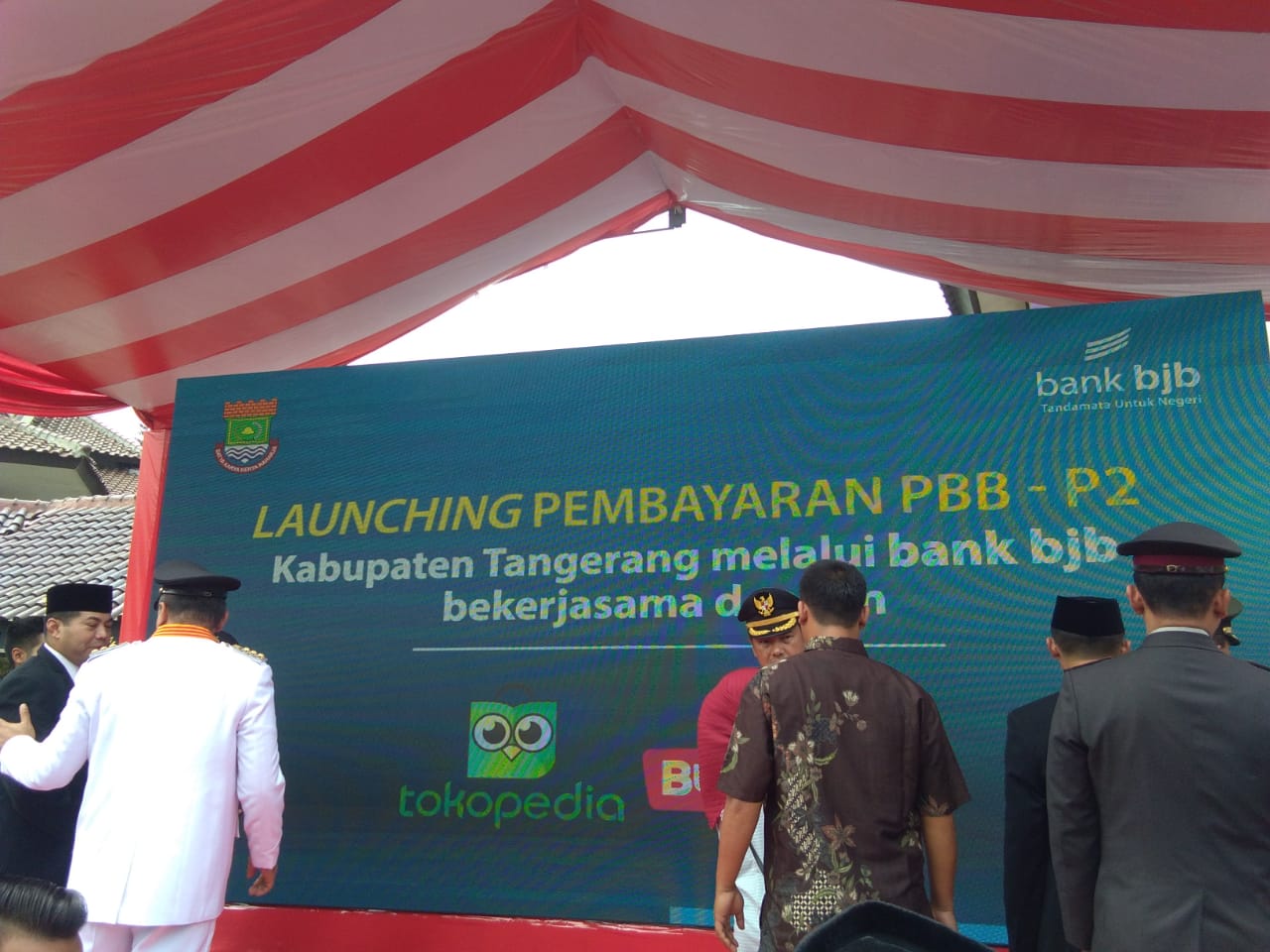 Kegiatan launching pembayaran Pajak Bumi dan Bangunan (PBB) - P2 Kabupaten Tangerang melalui BANK BJB yang bekerjasama dengan aplikasi Bukalapak dan Tokopedia.