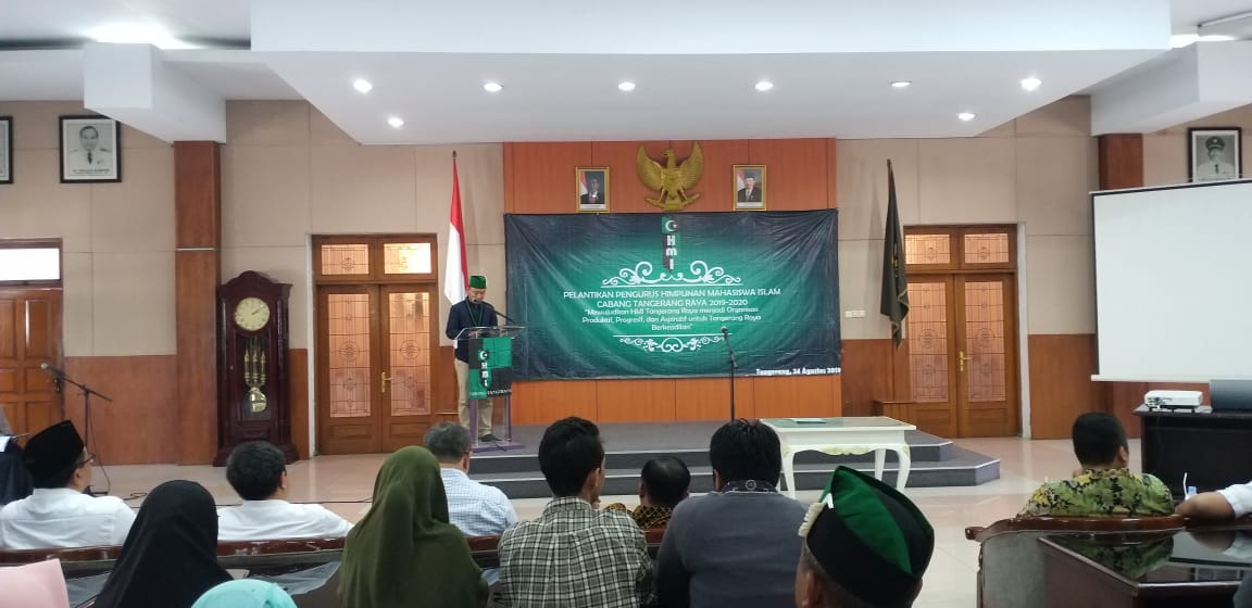 Kegiatan pelantikan Himpunan Mahasiswa Islam Cabang Tangerang Raya periode 2019-2020, di Gedung Pendopo Bupati, Sabtu (24/8/2019).