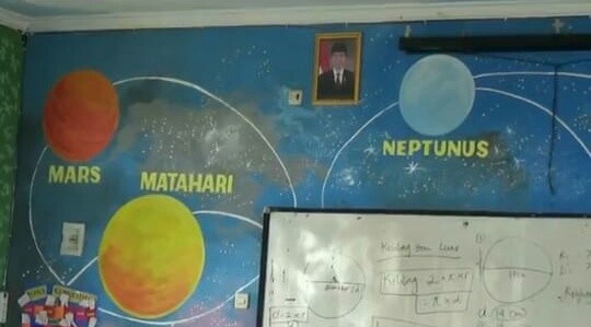 Karya lukisan mural di Sekolah Dasar Negeri (SDN) 03 Pondok Kacang.