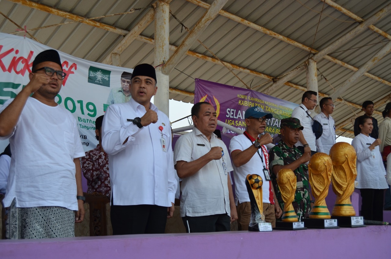 Bupati Tangerang Ahmed Zaki Iskandar hadir dalam laga final di Liga Santri Nusantara (LSN) 2019 Region Banten.