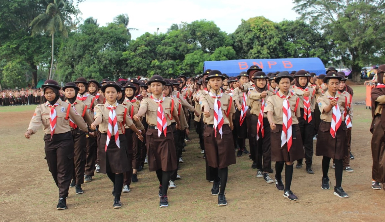 Para anggota Gerakan Pramuka Kwartir Cabang Kabupaten Tangerang.