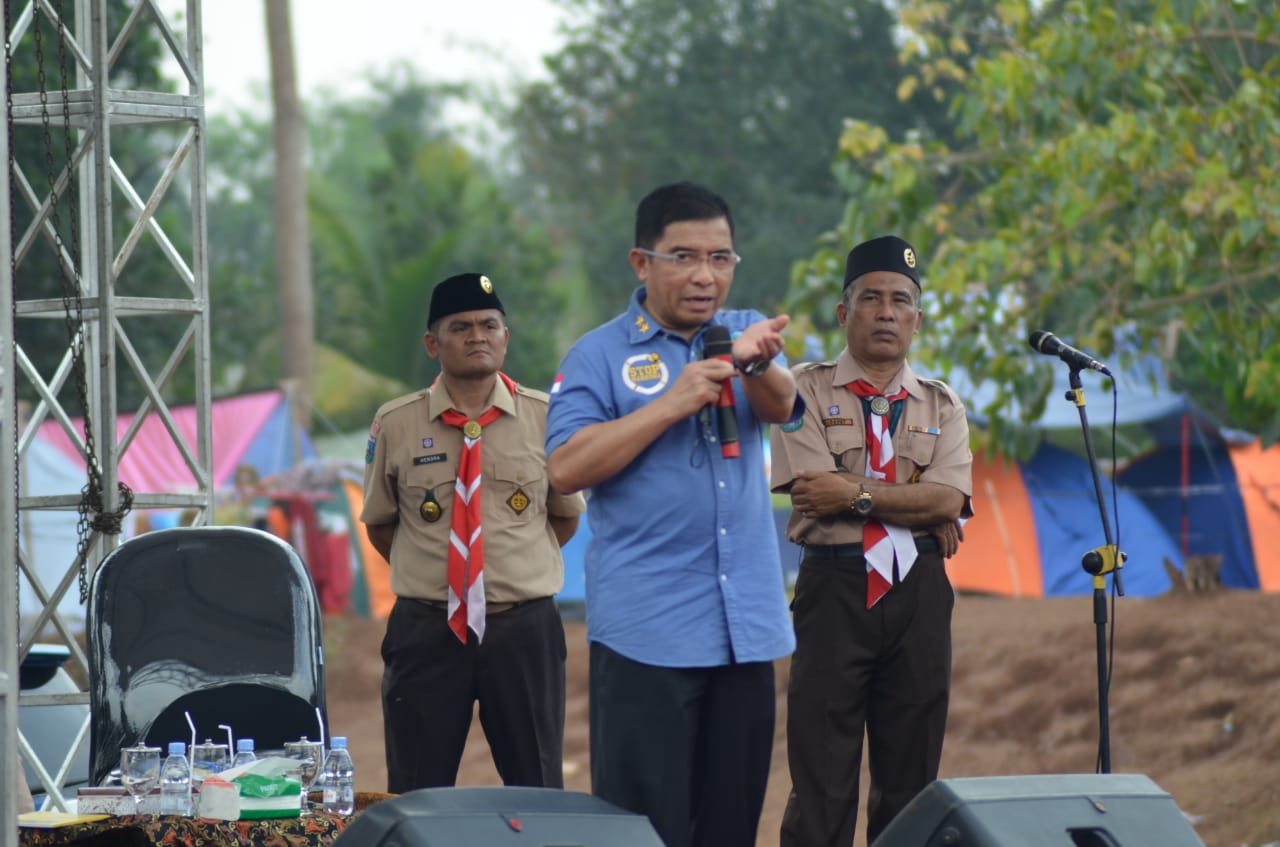 Kegiatan perkemahan Geladian Pimpinan Regu Gerakan Pramuka Kwartir Cabang Kabupaten Tangerang di Bumi Perkemahan Kitri Bakti Curug, Kamis (21/11/2019).