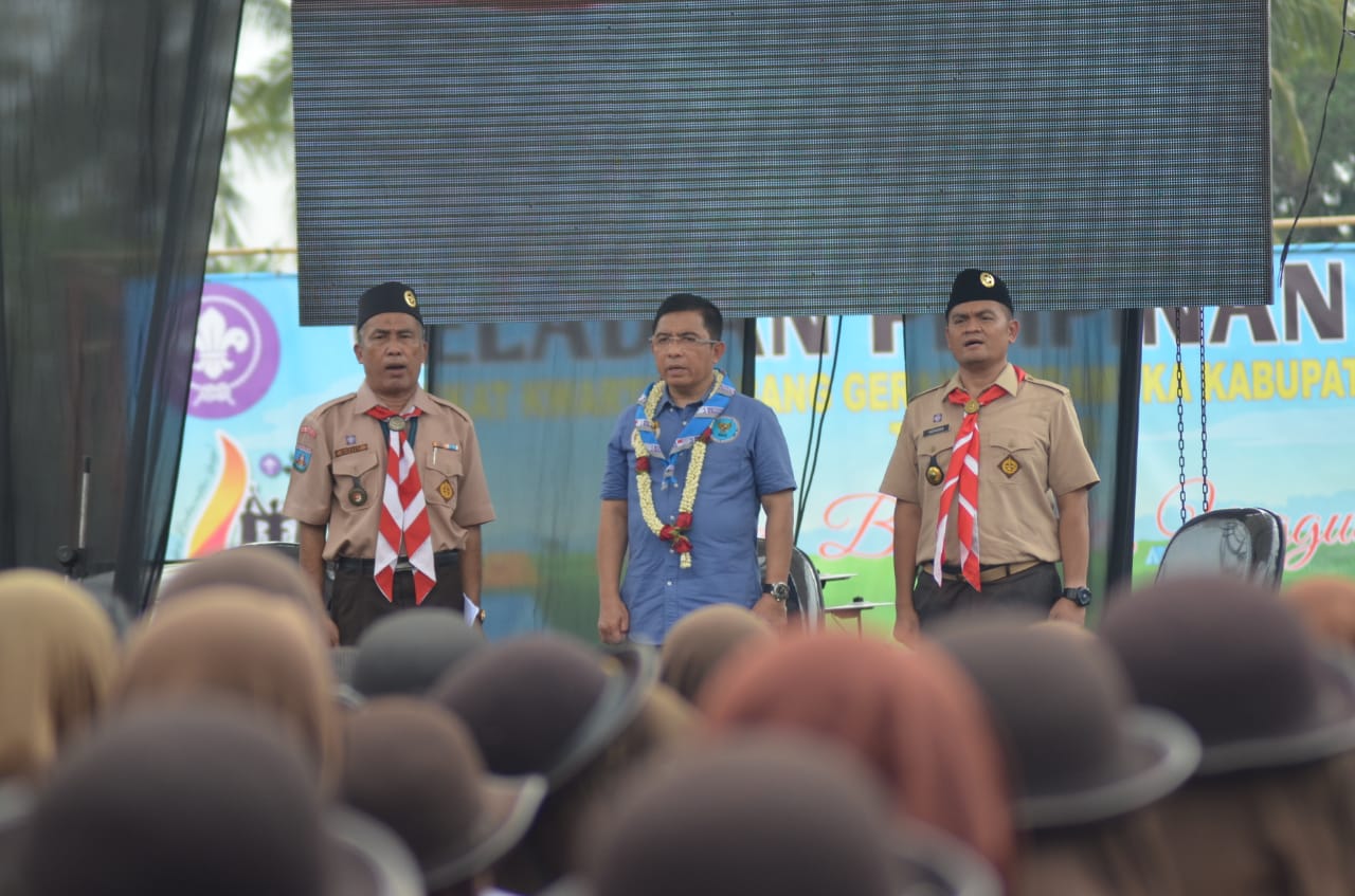 Kegiatan perkemahan Geladian Pimpinan Regu Gerakan Pramuka Kwartir Cabang Kabupaten Tangerang di Bumi Perkemahan Kitri Bakti Curug, Kamis (21/11/2019).