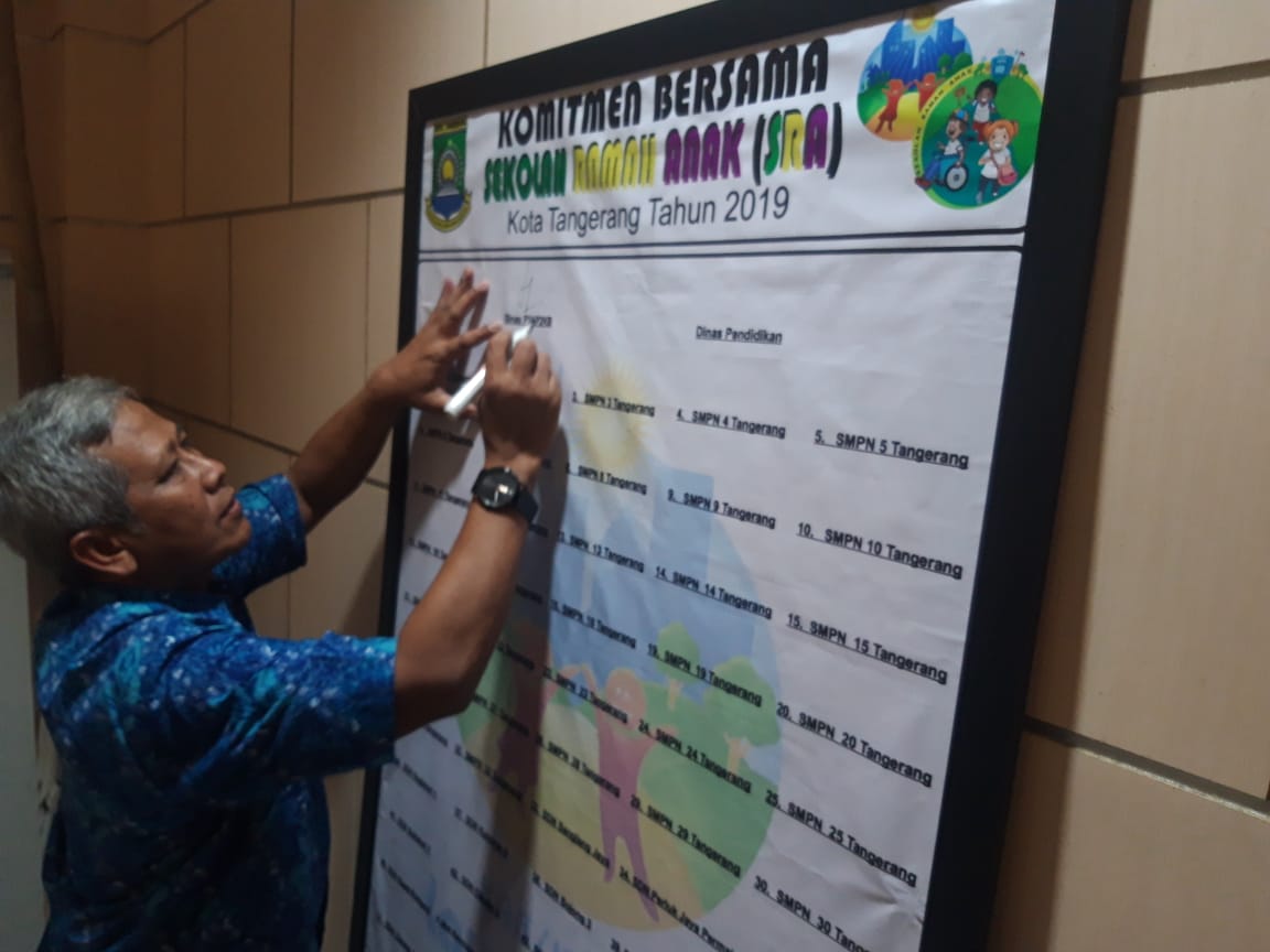 Kegiatan penguatan pemahaman sekolah ramah anak dan konveksi hak anak, kepada tenaga pendidik atau guru Kota Tangerang di aula Gedung Cisadane, Kota Tangerang, Kamis (28/11/2019).
