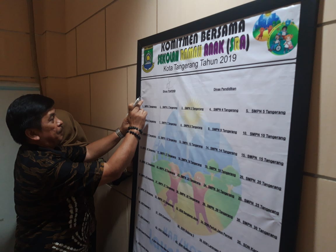 Kegiatan penguatan pemahaman sekolah ramah anak dan konveksi hak anak, kepada tenaga pendidik atau guru Kota Tangerang di aula Gedung Cisadane, Kota Tangerang, Kamis (28/11/2019).