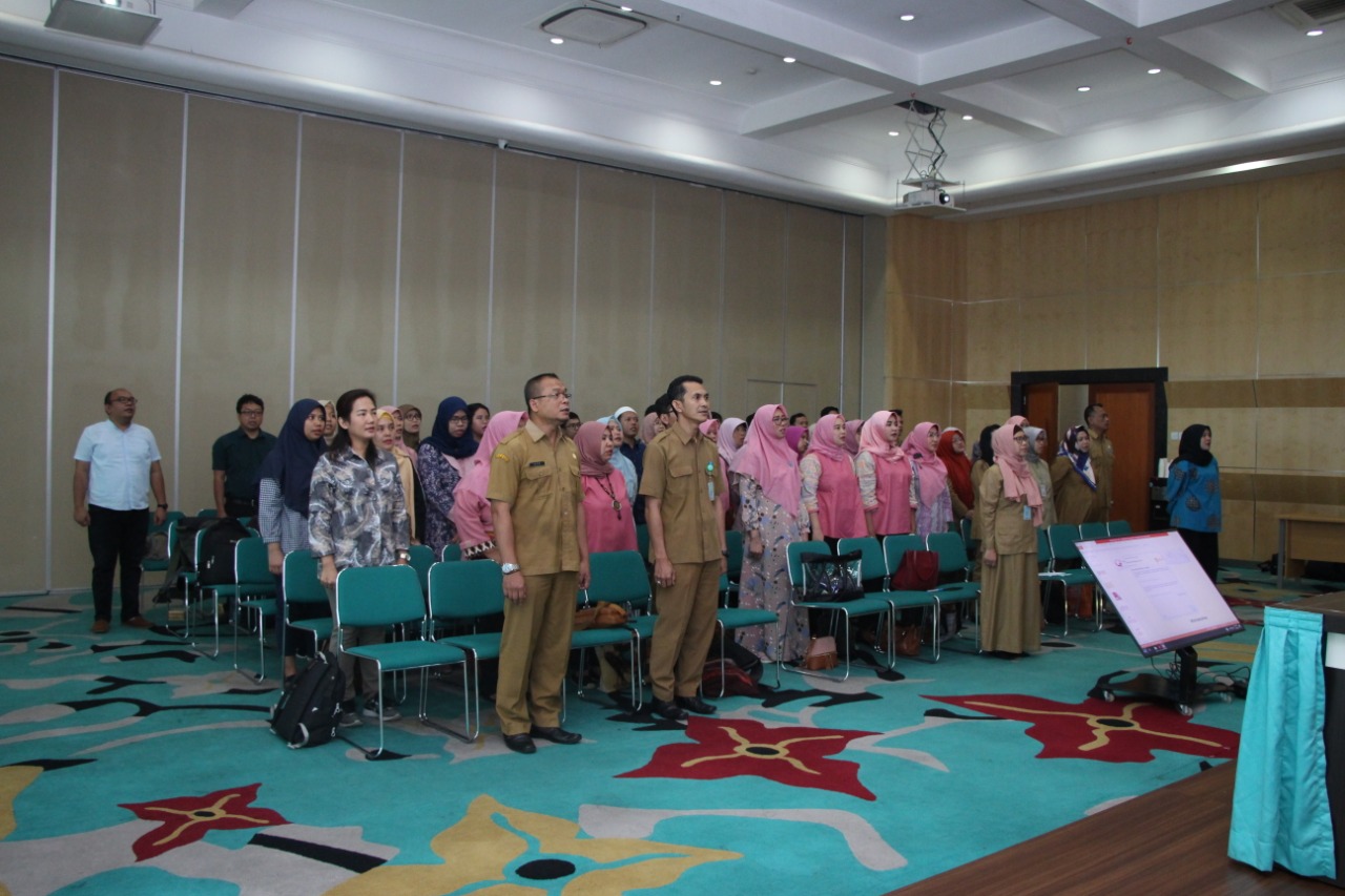 Kegiatan workshop internal Standar Nasional Akreditasi Rumah Sakit 1.1 di Ruang Blandongan, Puspemkot Tangsel, Jalan Maruga Raya, Ciputat, Tangsel.