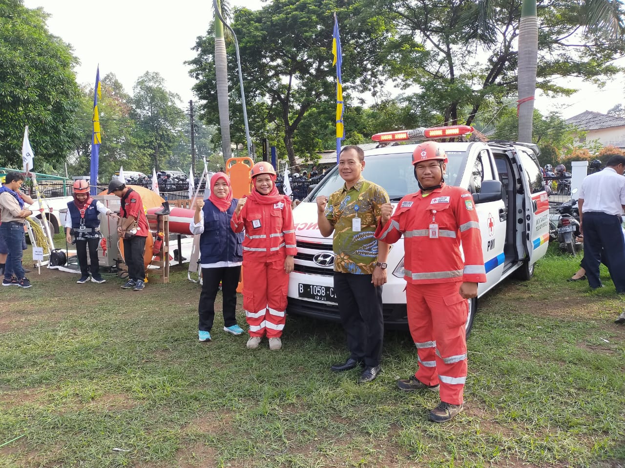 Apel siaga bencana yang diikuti ratusan personel gabungan dari BPBD, PMI, Satpol PP, Dishub, TNI dan Polri, di halaman LPKA Tangerang.