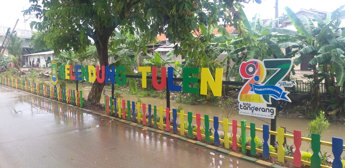 Salah satu titik kavling Taman Kreatif buatan warga di bantaran anak Kali Cisadane Timur, di Kelurahan Belendung, Kecamatan Benda, Kota Tangerang