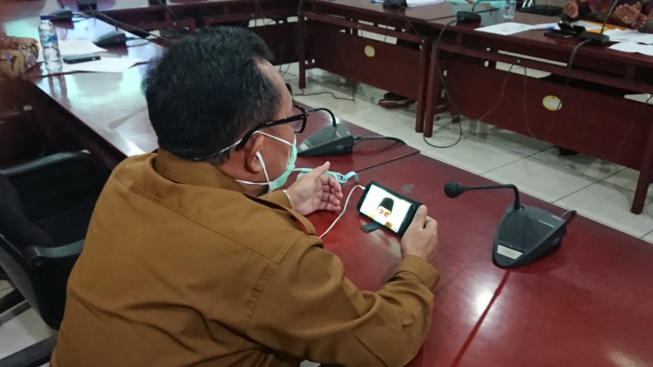 Suasana Musrenbang Rencana Kerja Pembangunan Daerah (RKPD) tingkat Kota Tangerang yang digelar secara online melalui teleconference, Senin (6/4/2020).