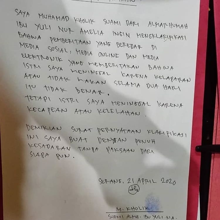 Surat Klarifikasi.