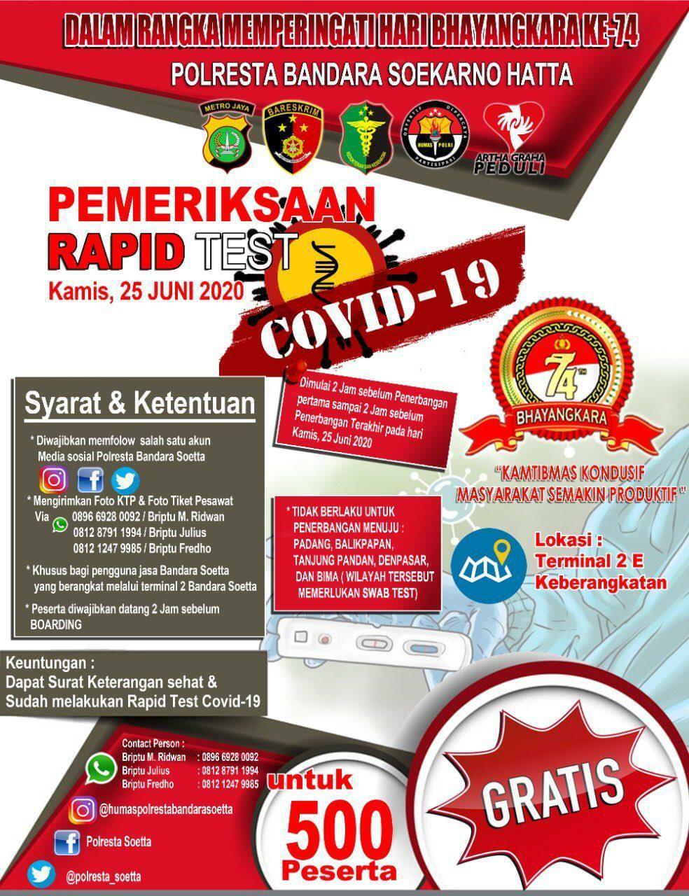 Flayer pemeriksaan Rapid Test.