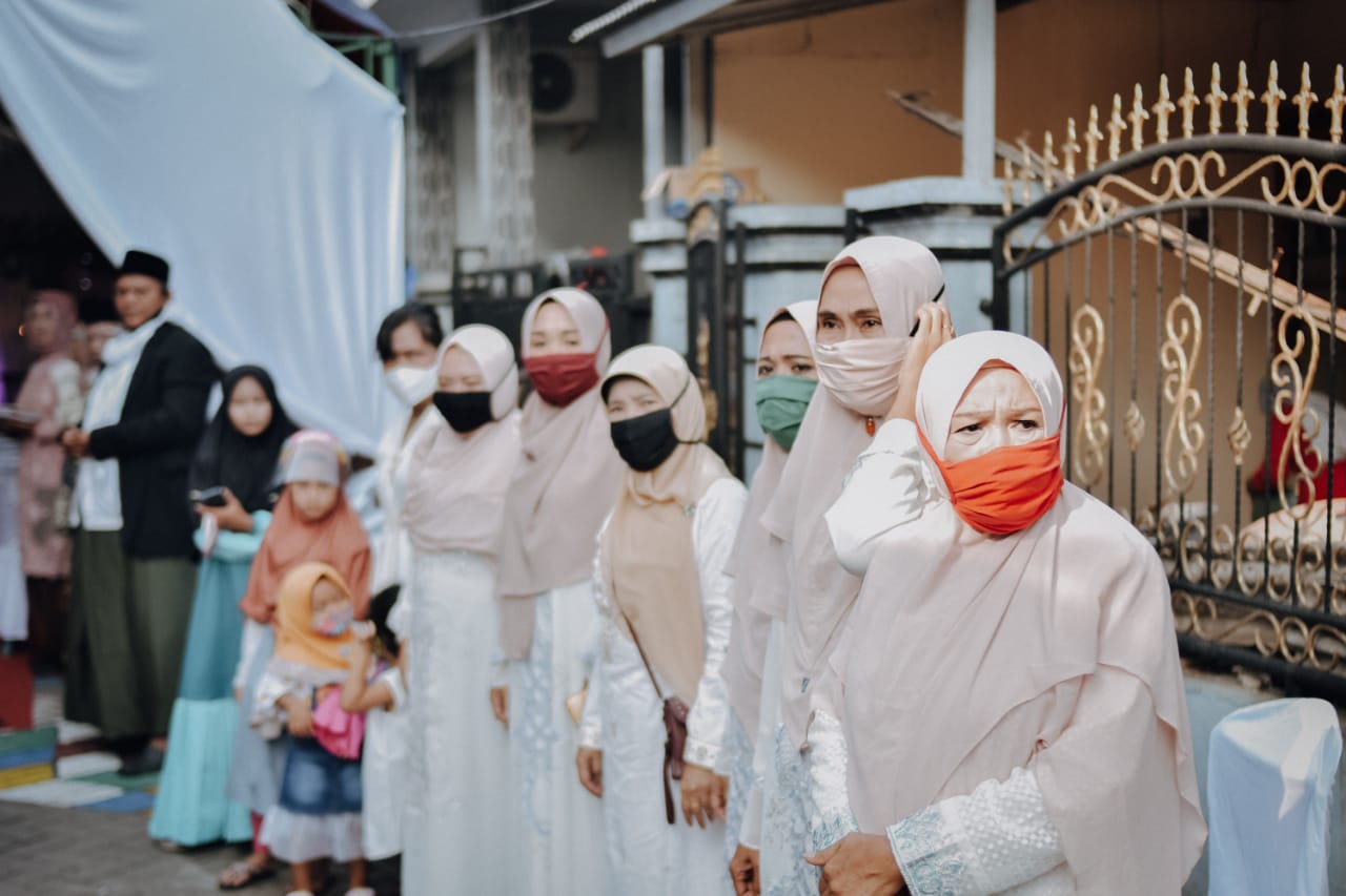 Salah satu suasana pernikahan saat pandemi di Griya Sangiang Mas Jln Rajawali IV No:16 Ka:4 Rt 004 Rw 011 Gebang Raya Periuk, Kota Tangerang, kemarin.