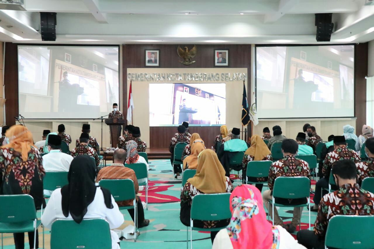 Pemerintah Kota Tangerang Selatan (Tangsel) menggelar lomba Musabaqoh Tilawatil Quran (MTQ) ke-11 secara daring, bertempat di Ruang Blandongan, Puspemkot Tangsel, Jumat (23/10/2020).