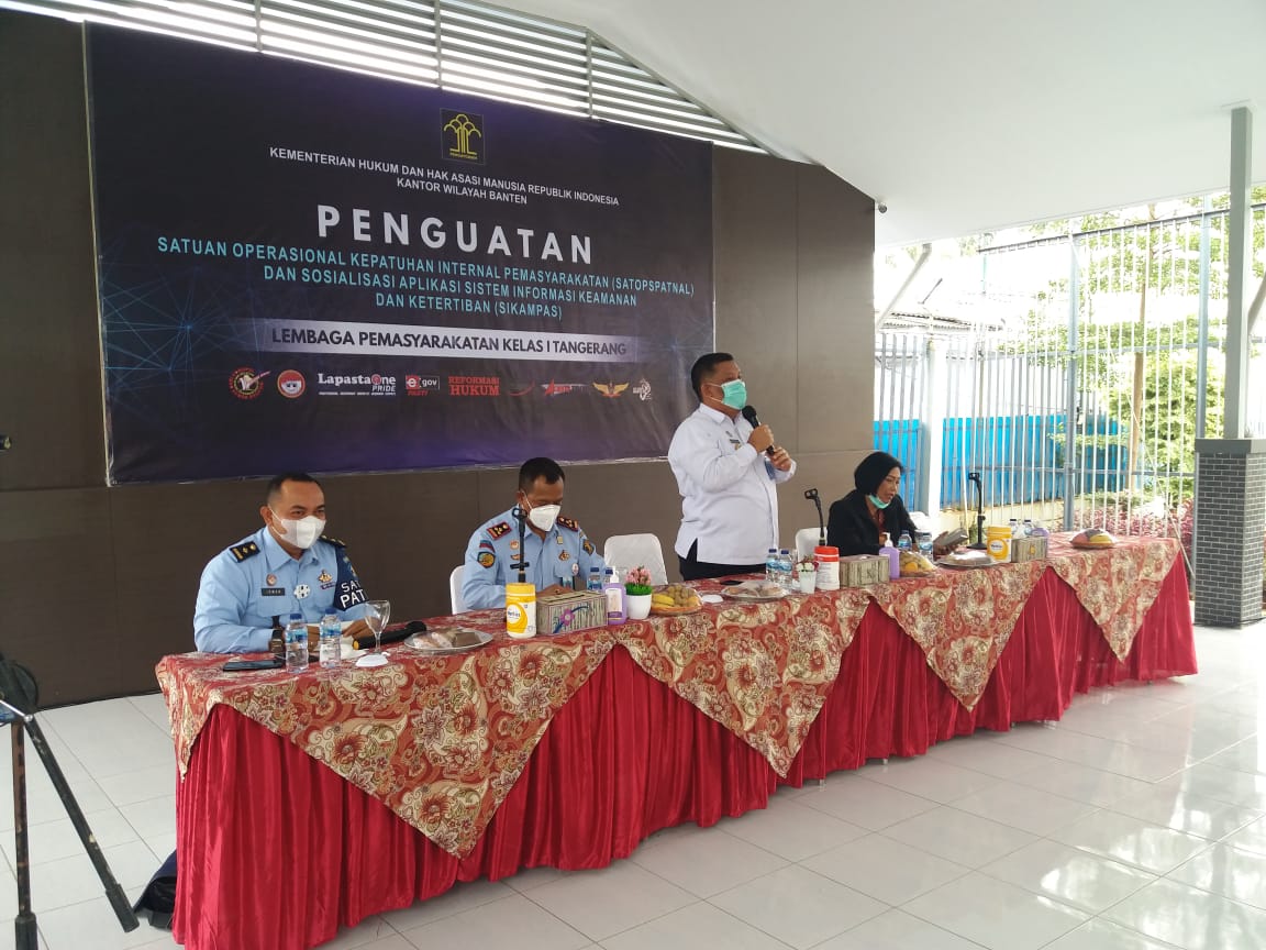 Satuan Operasional Kepatuhan Internal (Satops Patnal) Divisi Pemasyarakatan Kantor Wilayah Kementerian Hukum dan HAM Banten menyampaikan Sistem Informasi Keamanan dan Ketertiban di Lapas Pemuda Kelas IIA dan Lapas Kelas I Tangerang, Kamis (5/11/2020).