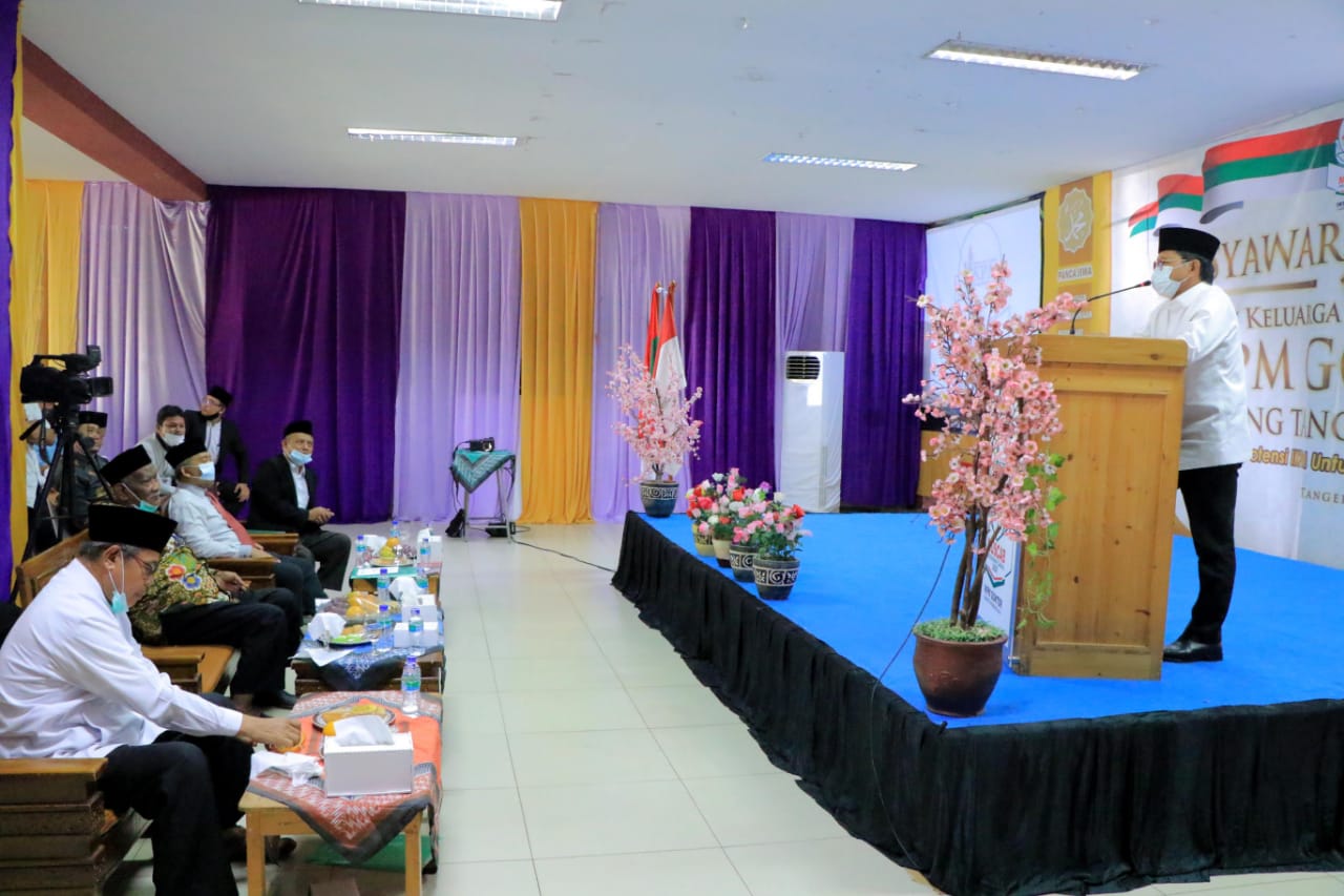 Kegiatan musyawarah cabang Ikatan Keluarga Pondok Modern (IKPM) Gontor Tangerang Raya yang berlangsung di YPI Asysyakirin, Jl. K.H Hasyim Ashari, Pinang, Sabtu (14/11/2020).