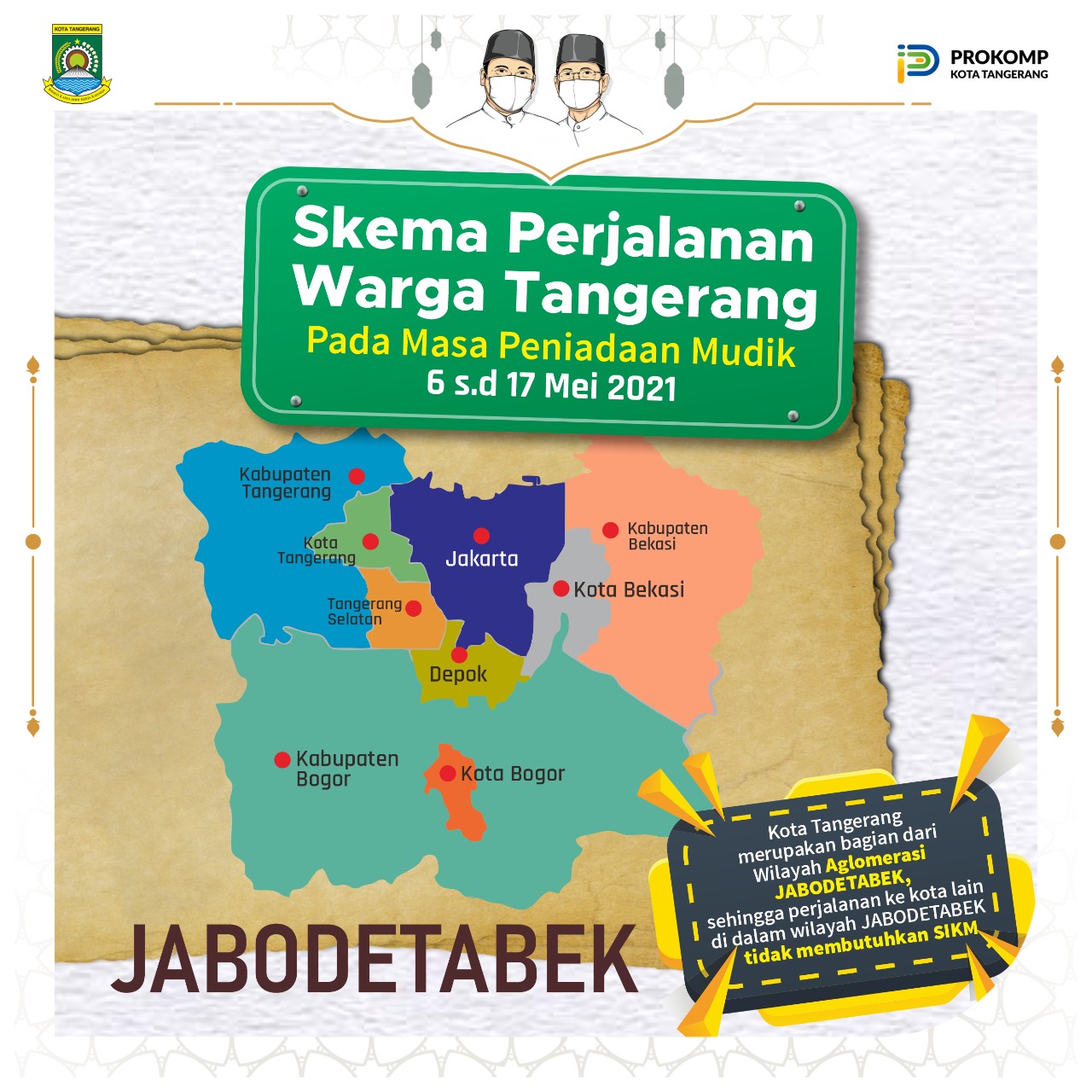 Flayer skema perjalanan arga Tangerang pada masa peniadaan mudik.