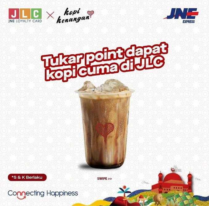 Flayer kopi kenangan yang menawarkan tukar point dapat kopi cuma di JLC.