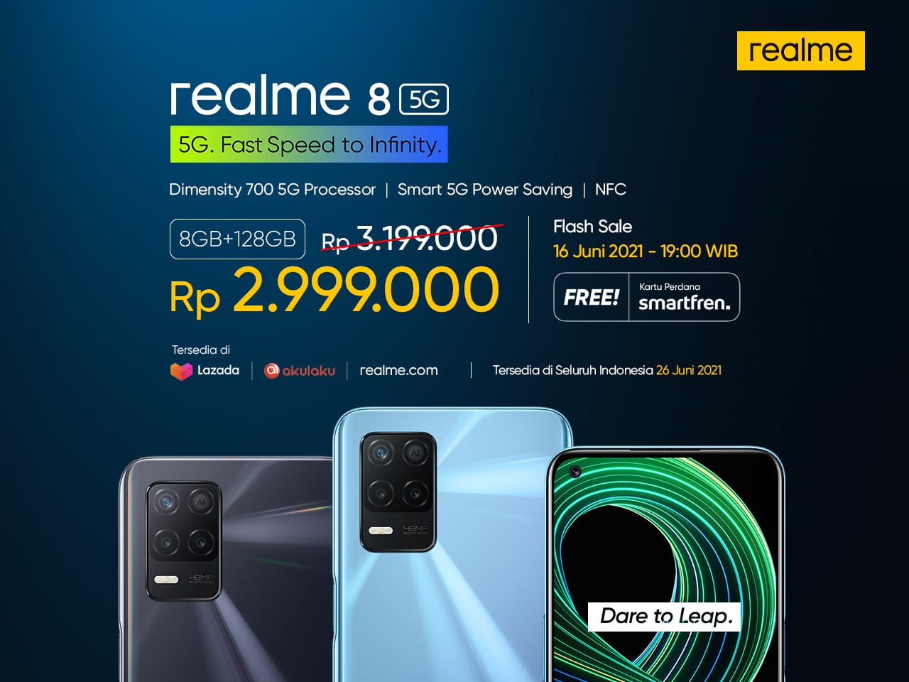 Realme meluncurkan smartphone terbarunya yang secara ekslusif mendukung kinerja teknologi 5G, yaitu realme 8 5G, Kamis 17 Juni 2021.