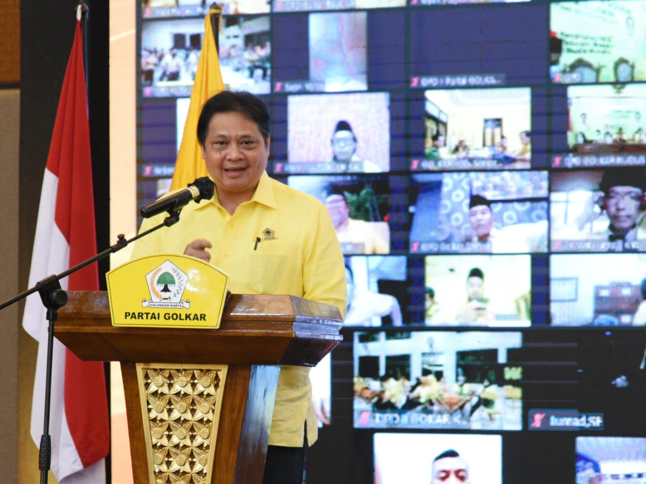 Ketua Umum DPP Partai Golkar Airlangga Hartarto saat berada di Hotel Alana Colomadu.