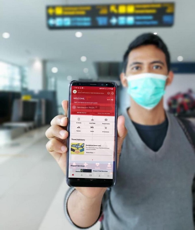 Tampilan Aplikasi mobile Travelin salah satu pelayanan dari PT Angkasa Pura (AP) II (Persero).