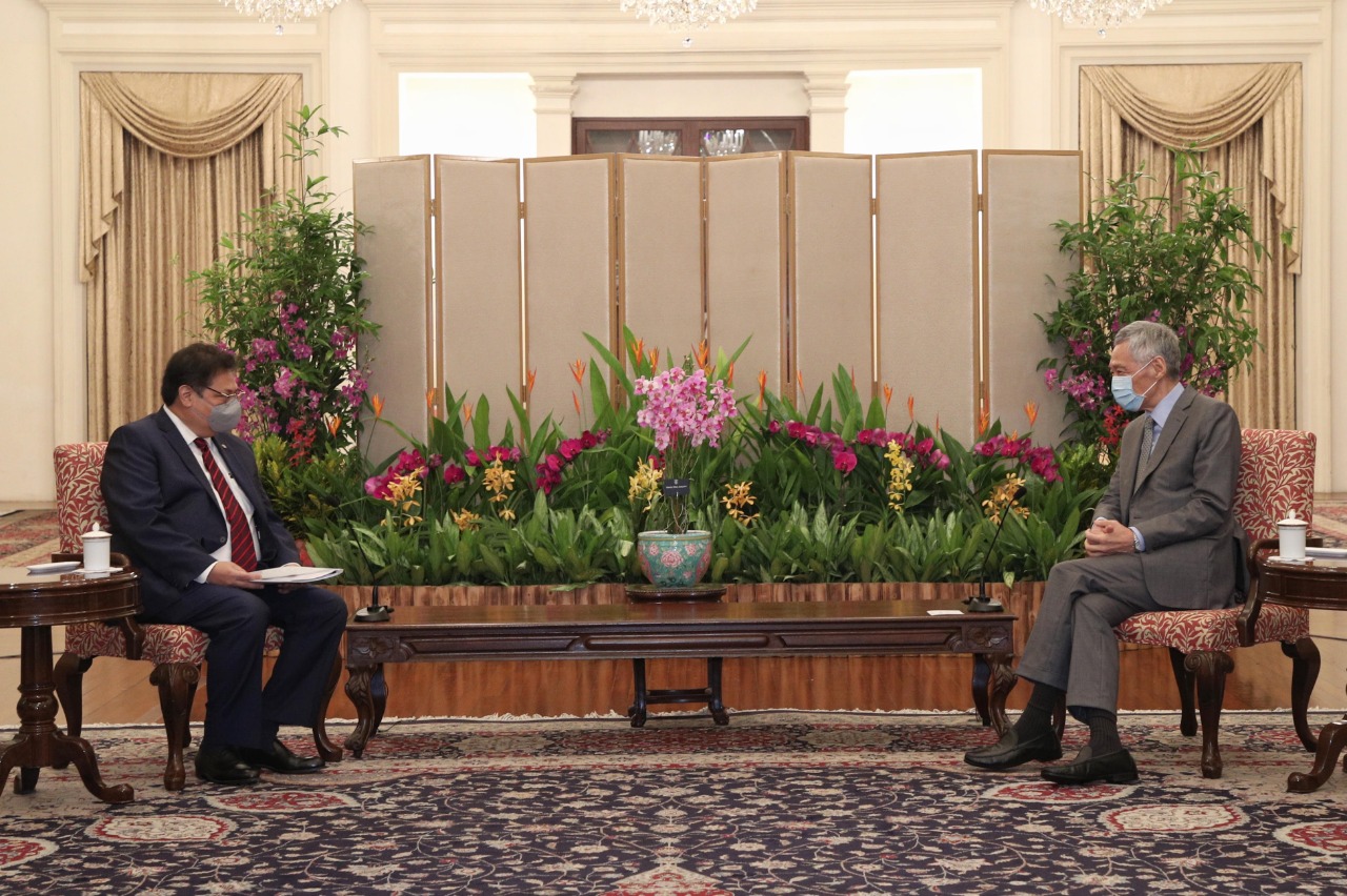 Pertemuan Menteri Koordinator Bidang Perekonomian, Airlangga Hartarto dengan Perdana Menteri Singapura Lee Hsien Loong.