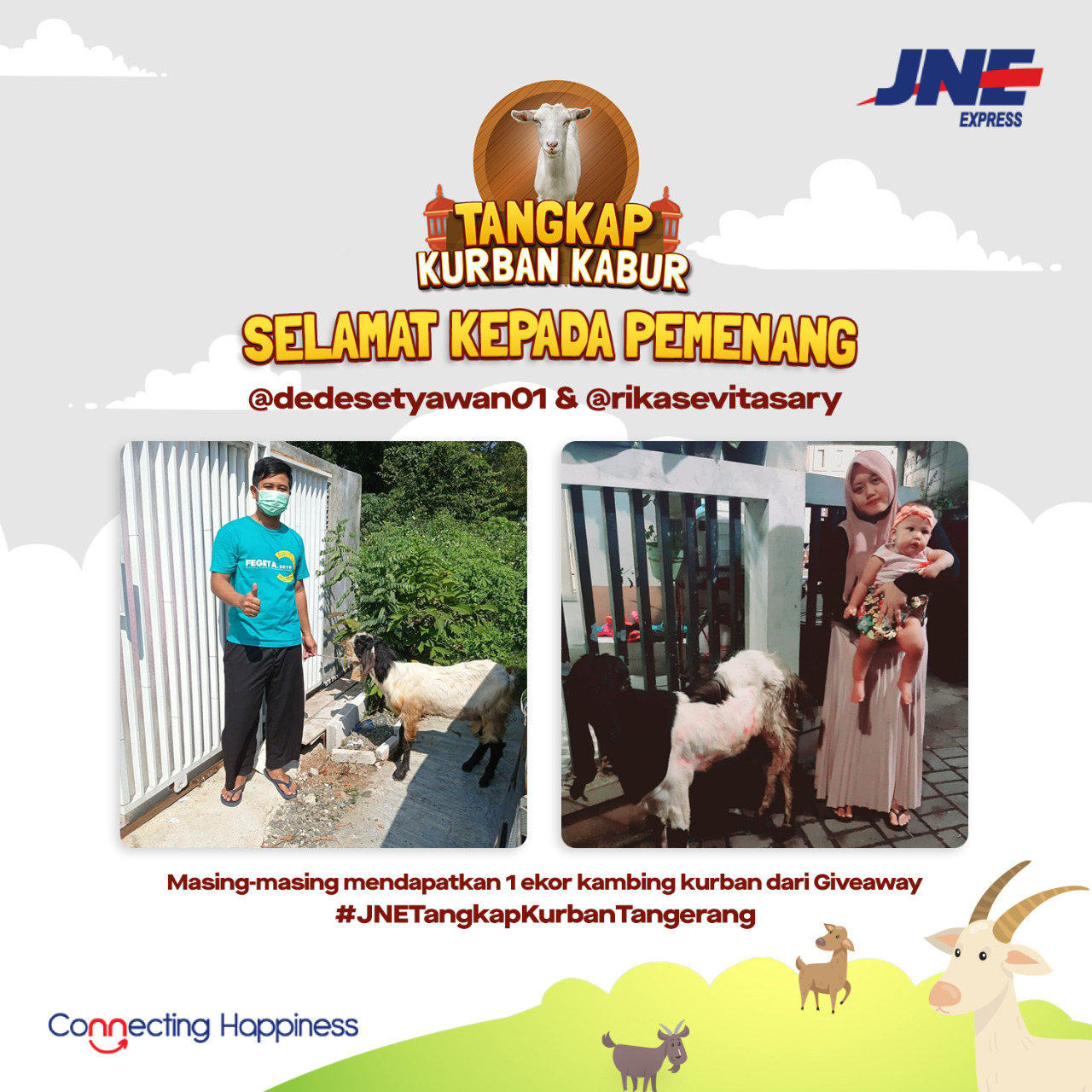 Flayer pemenang kuis bertajuk #JNETangkapQurbanTangerang.