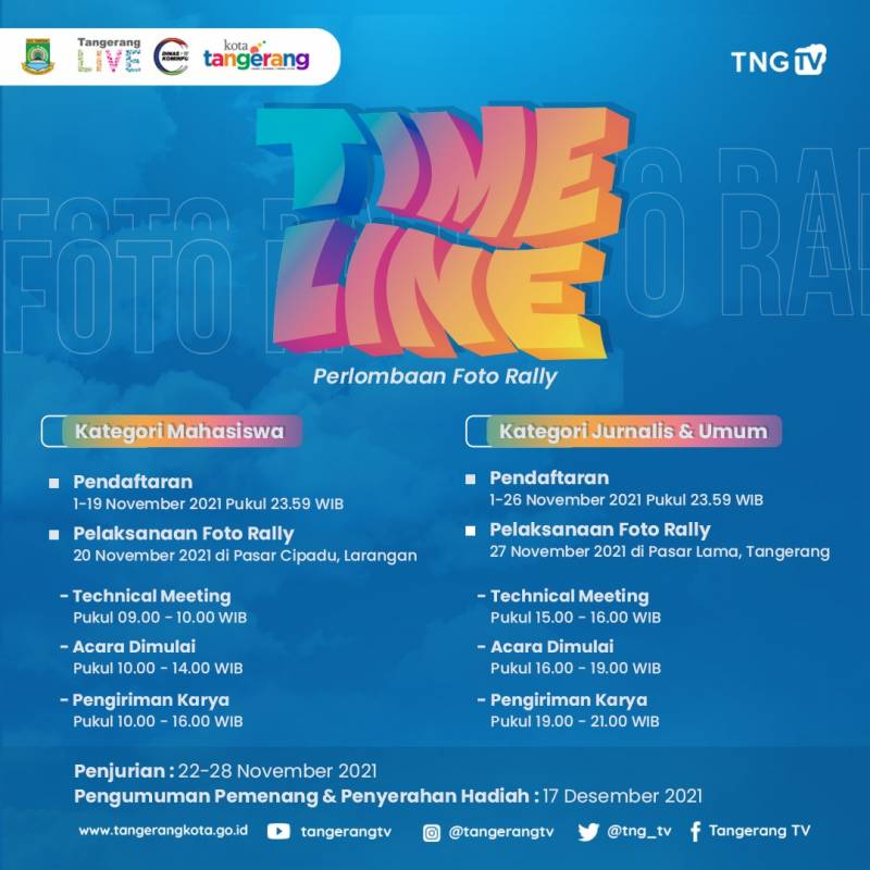 	Flyayer Pemerintah Kota Tangerang melalui Dinas Komunikasi dan Informatika (Diskominfo) bakal menggelar lomba foto rally dalam menyambut Hari Pahlawan 2021 ini mengangkat tema Explore Kota Tangerang.