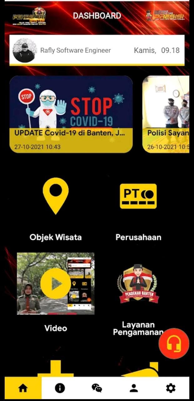 Tampilan aplikasi berbasis android Pendekar Banten.