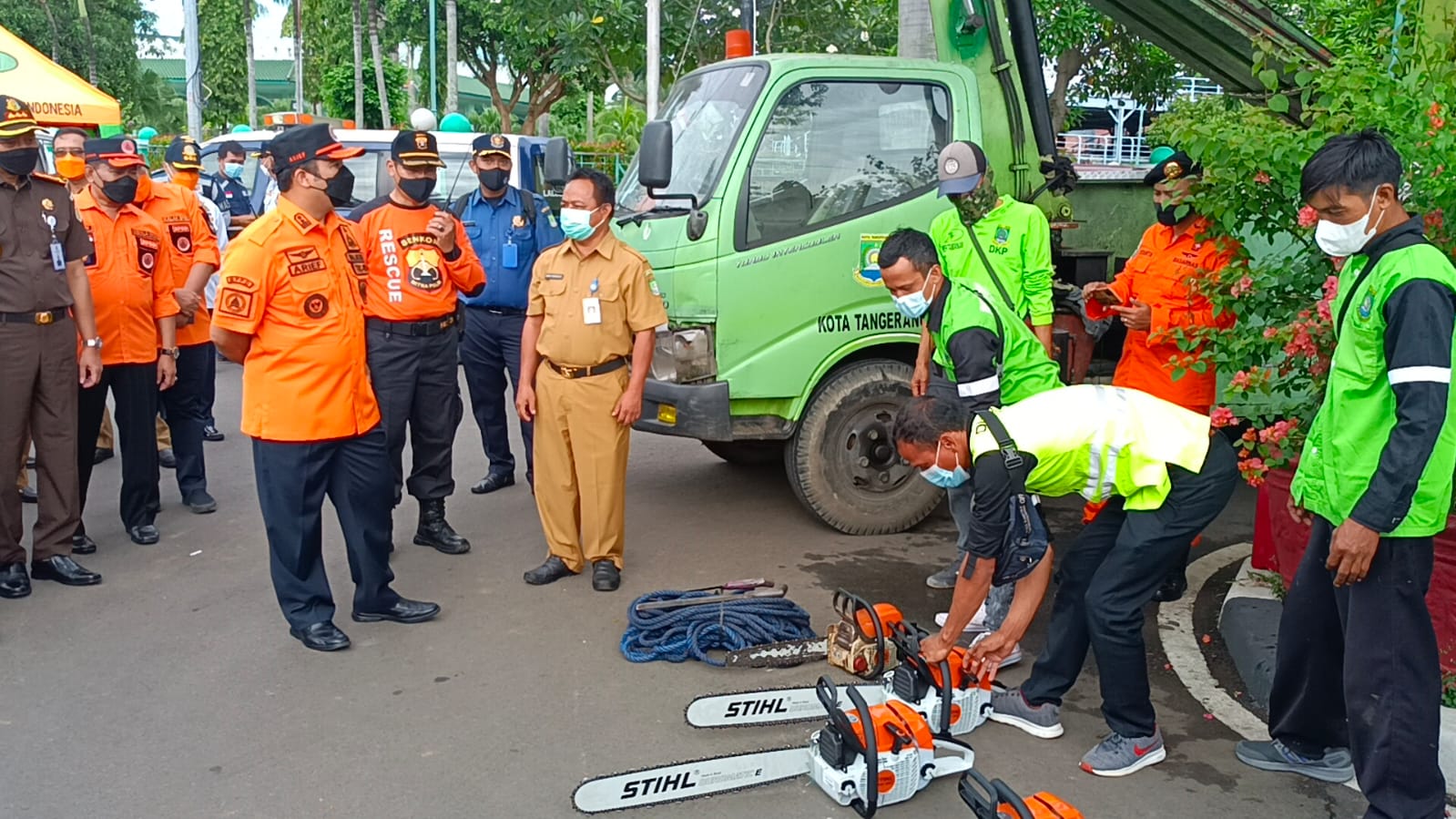 Pemerintah Kota Tangerang menggelar Apel Siaga Bencana 2021 di Pusat Pemerintahan Kota Tangerang, Selasa 16 November 2021 pagi.
