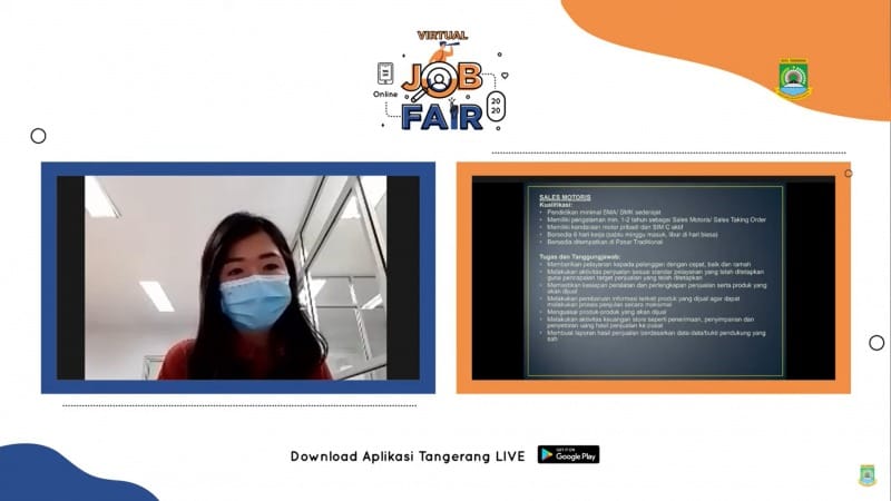 Dinas Tenaga Kerja (Disnaker) menyediakan program job fair di Kota Tangerang secara virtual.