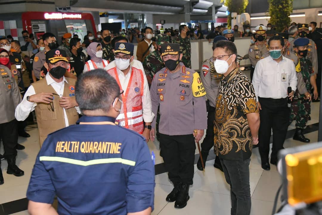 Kapolri Jenderal Listyo Sigit Prabowo melakukan pengecekan langsung di Terminal 3 Bandara Soekarno Hatta (Soetta), Kota Tangerang.