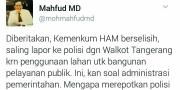 Kemenkumham Polisikan Wali Kota Tangerang, Mahfud MD Menyarankan ke PTUN