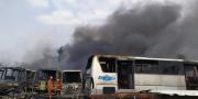 Puluhan Eks Bus Terbakar Saat Kebakaran Pool Primajasa