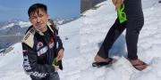 Crazy Rich Tangerang Viral Pakai Sandal Jepit di Gunung Salju Swiss 