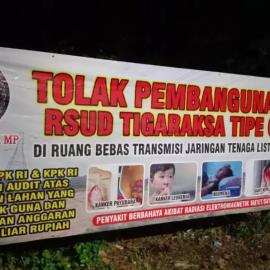 Muncul Spanduk Penolakan Pembangunan RSUD Tigaraksa di Kawasan Pemkab Tangerang